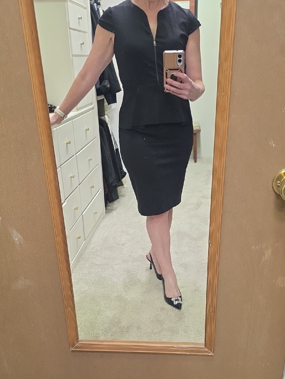Elie Tahari Black and Royal Blue Colorblock Dress